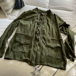 Ruffle Utility Zip-Up Jacket